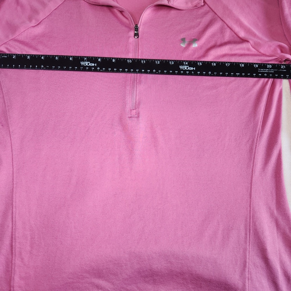 UNDER ARMOUR Performance Quarter Zip Shirt Womens XL Pink Fitted Long Sleeve - Picture 6 of 7
